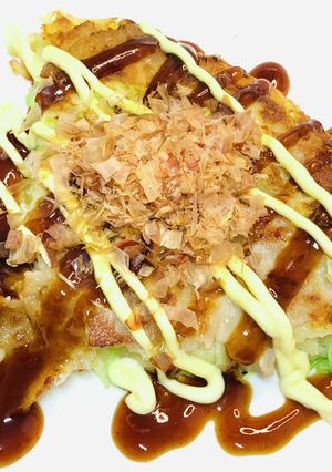 キャベツたっぷり！豚とイカのお好み焼き-レシピのメイン写真