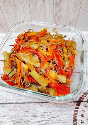ブロッコリー茎と野菜のじゃこ塩昆布炒め-レシピのメイン写真