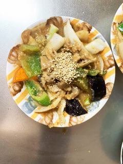きな粉甘辛生姜焼味豚こま大根青椒肉絲風-レシピのメイン写真
