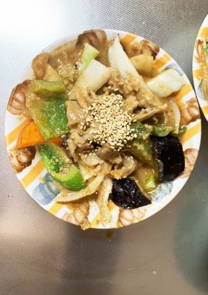 きな粉甘辛生姜焼味豚こま大根青椒肉絲風-レシピのメイン写真
