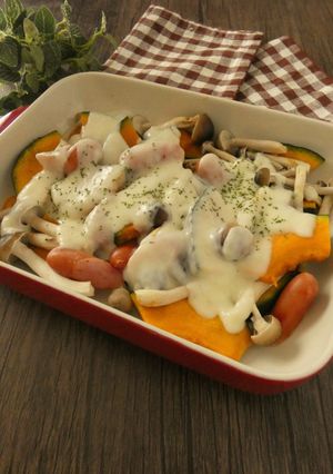 かぼちゃときのこのチーズソースがけ-レシピのメイン写真