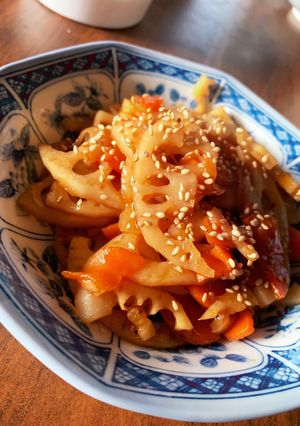 べんりで酢でレンコン人参のズボラ甘酢炒め-レシピのメイン写真