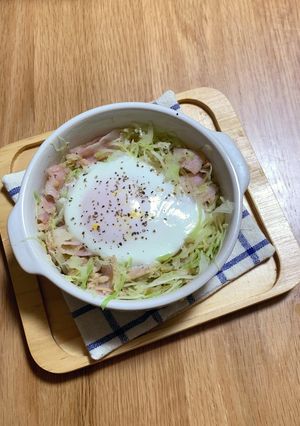 千切りキャベツの巣ごもり卵-レシピのメイン写真