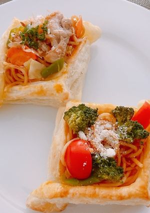 冷凍パイシートでナポリタン&焼きそばパイ-レシピのメイン写真