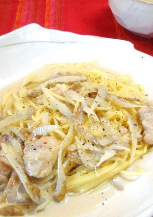 新ごぼうと鶏肉の豆乳味噌パスタ☆-レシピのメイン写真