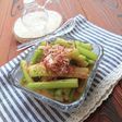 セロリのシャンタンポン酢漬けにかつおがけ