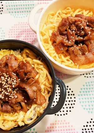 簡単　焼肉卵丼♡弁当-レシピのメイン写真