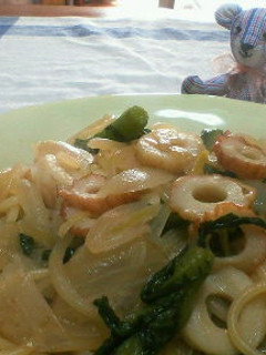 春菊とちくわの和風パスタ-レシピのメイン写真