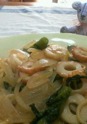 春菊とちくわの和風パスタ-レシピのメイン写真