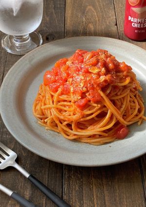 旨味凝縮！トマトとツナのガーリックパスタ-レシピのメイン写真