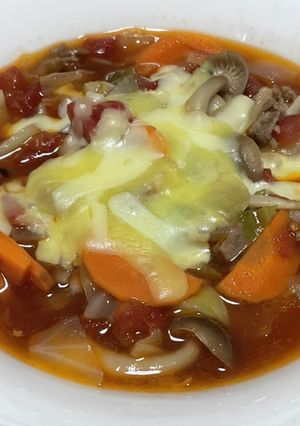 キノコたっぷり！具沢山のトマトスープ♬-レシピのメイン写真