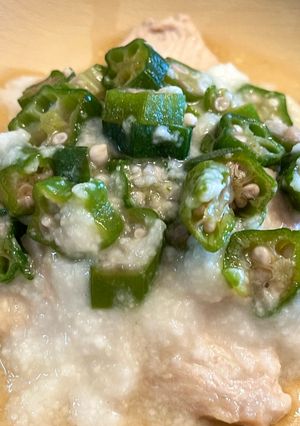 蒸し鶏のオクラとろろがけ-レシピのメイン写真