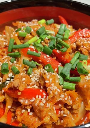 旨辛！豚ひき肉とキムチの野菜炒め-レシピのメイン写真