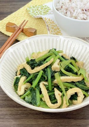 小松菜と油揚げの煮物＊食材2つの簡単副菜-レシピのメイン写真