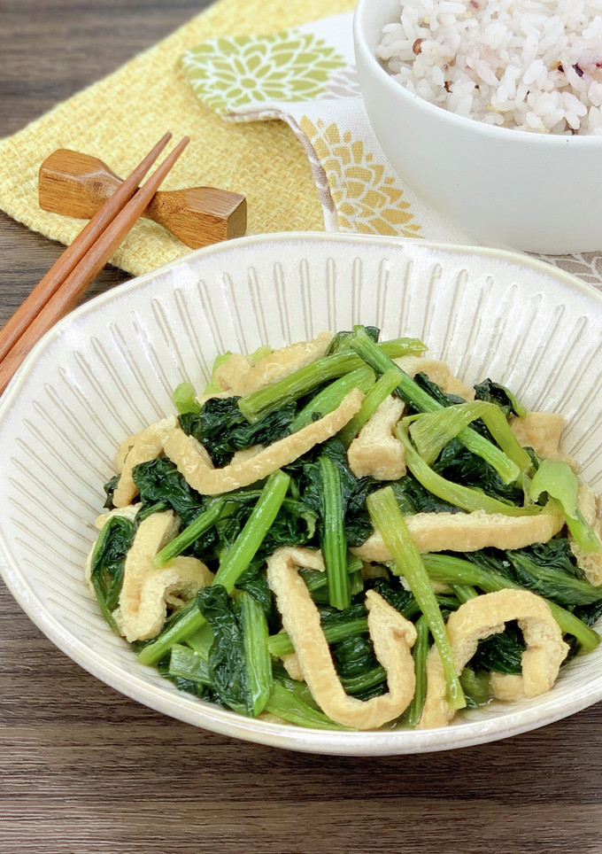 小松菜と油揚げの煮物＊食材2つの簡単副菜-レシピのメイン写真