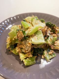 だしがら活用!鰹節とチンゲン菜のマヨ和え-レシピのメイン写真