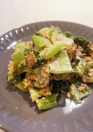 だしがら活用!鰹節とチンゲン菜のマヨ和え-レシピのメイン写真