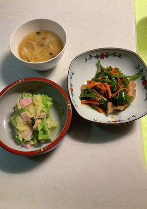 秋刀魚料理、ポテトサラダ、味噌汁-レシピのメイン写真