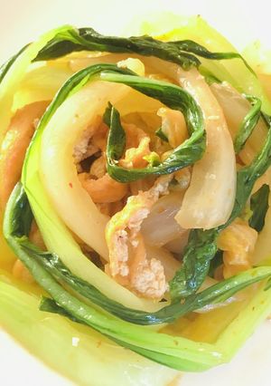白菜と青梗菜の豆板醤の炒め蒸し〔副菜〕-レシピのメイン写真