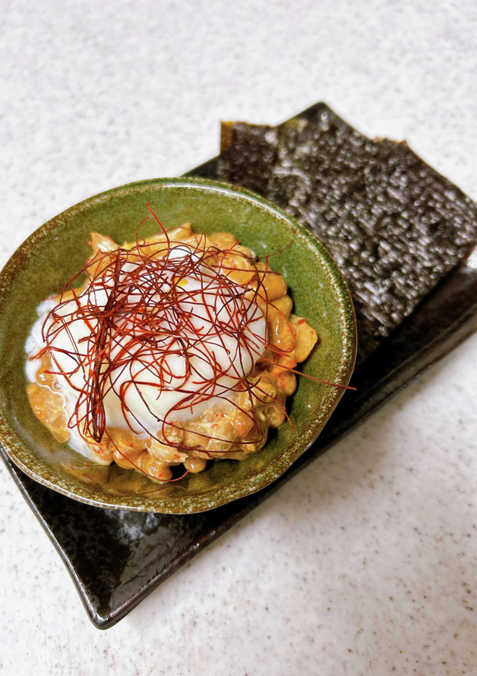 キムチと納豆混ぜ混ぜ♪海苔巻きで旨し！-レシピのメイン写真