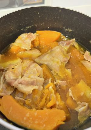 かぼちゃと豚バラ肉の煮物-レシピのメイン写真
