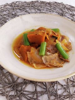 レンジで簡単ホクホク南瓜の肉じゃが風煮物-レシピのメイン写真