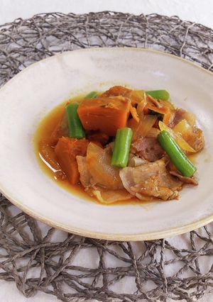 レンジで簡単ホクホク南瓜の肉じゃが風煮物-レシピのメイン写真