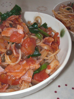 ほうれん草とベーコンのトマトパスタ-レシピのメイン写真
