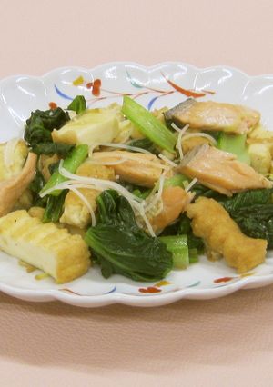 厚揚げと鮭の蒸し焼き-レシピのメイン写真