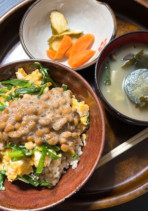 ニラの卵とじ納豆-レシピのメイン写真