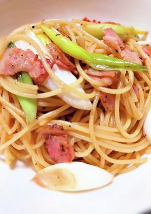 長ネギとベーコンのレモン醤油パスタ-レシピのメイン写真