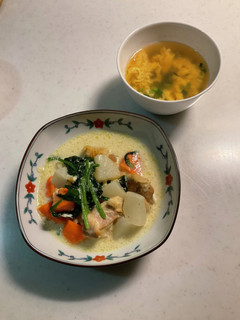 鶏肉と野菜のクリーム煮、澄まし汁-レシピのメイン写真