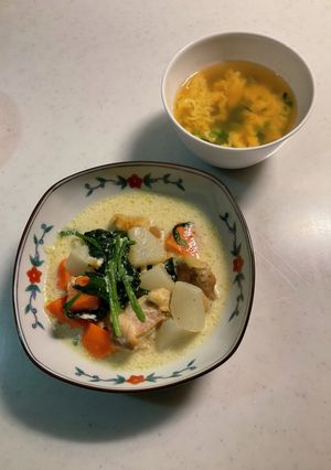 鶏肉と野菜のクリーム煮、澄まし汁-レシピのメイン写真