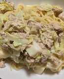 ツナとキャベツの和風クリームスープパスタ