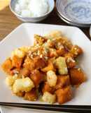 かぼちゃとえびいかミックスの炒め物