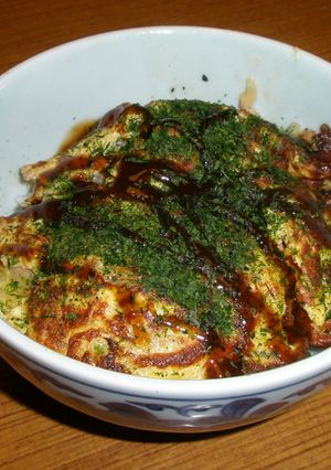 野菜炒めお好み焼き風丼-レシピのメイン写真