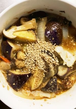 根菜茄子麺つゆで簡単甘辛温野菜サラダ-レシピのメイン写真