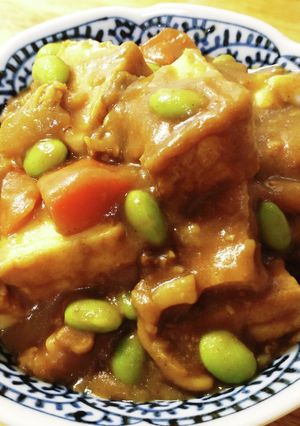 残こりのカレーで作る美味しい厚揚げ煮-レシピのメイン写真