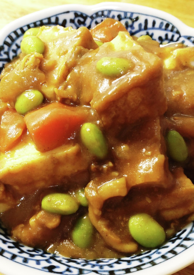 残こりのカレーで作る美味しい厚揚げ煮-レシピのメイン写真