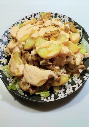 豚こまと長芋のたらこマヨソースがけ-レシピのメイン写真
