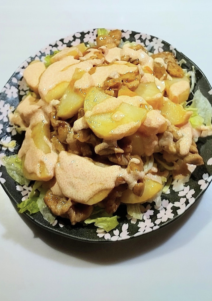 豚こまと長芋のたらこマヨソースがけ-レシピのメイン写真