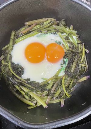 からし菜の巣ごもり卵-レシピのメイン写真