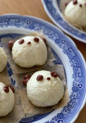 簡単!蒸し器不要!花巻•パンダまん-レシピのメイン写真