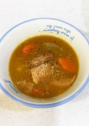 ポトフのリメイクでカレースープ-レシピのメイン写真