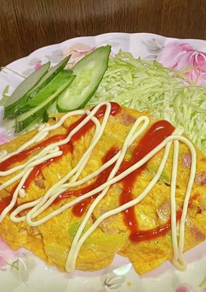 長ネギとベーコンのオムレツ-レシピのメイン写真