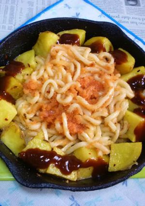 北あかりでポテト焼きうどん･明太子味2-レシピのメイン写真