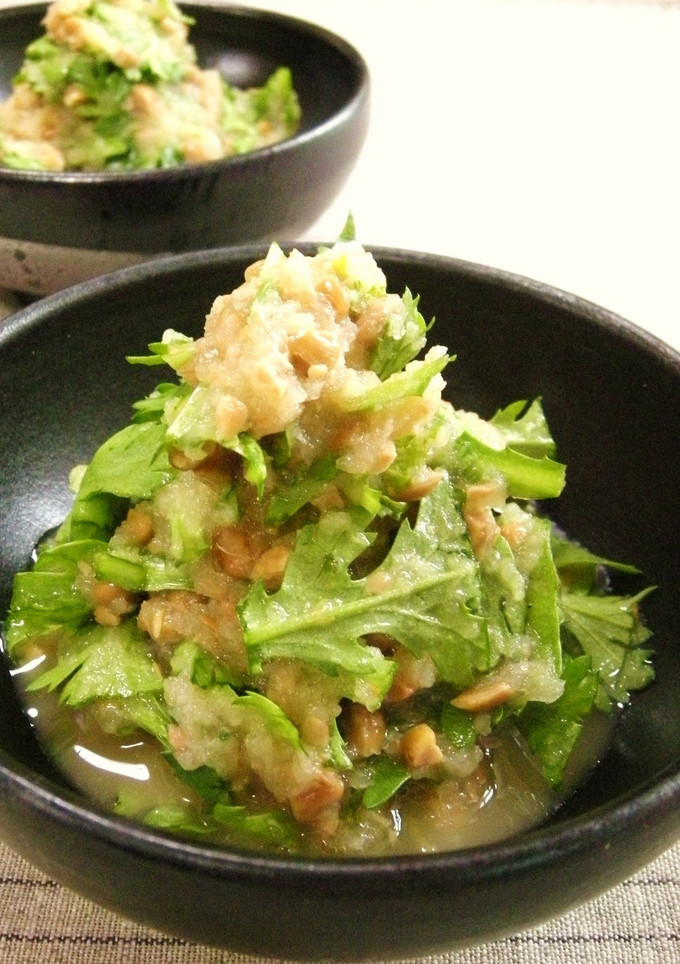 生の春菊　からし納豆おろし和え-レシピのメイン写真