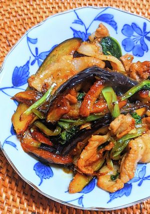 茄子とチンゲン菜と豚肉の炒め物-レシピのメイン写真