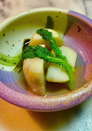 No3110里芋とわさび菜の生姜出汁煮-レシピのメイン写真