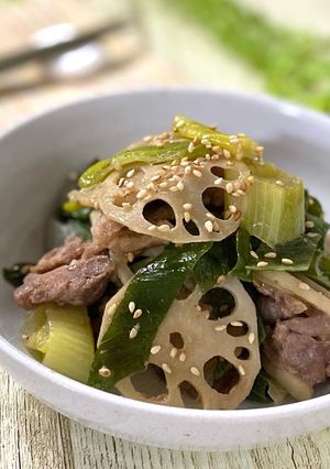 豚肉とレンコンとネギの甘辛煮-レシピのメイン写真